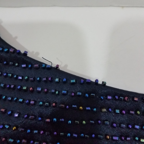 Kay Unger Evening Navy Blue Beaded Dress 4 - Picture 12 of 15